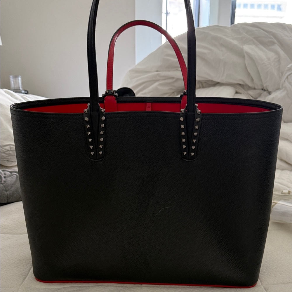 Christian Louboutin Black Tote with Red Interior and Studs